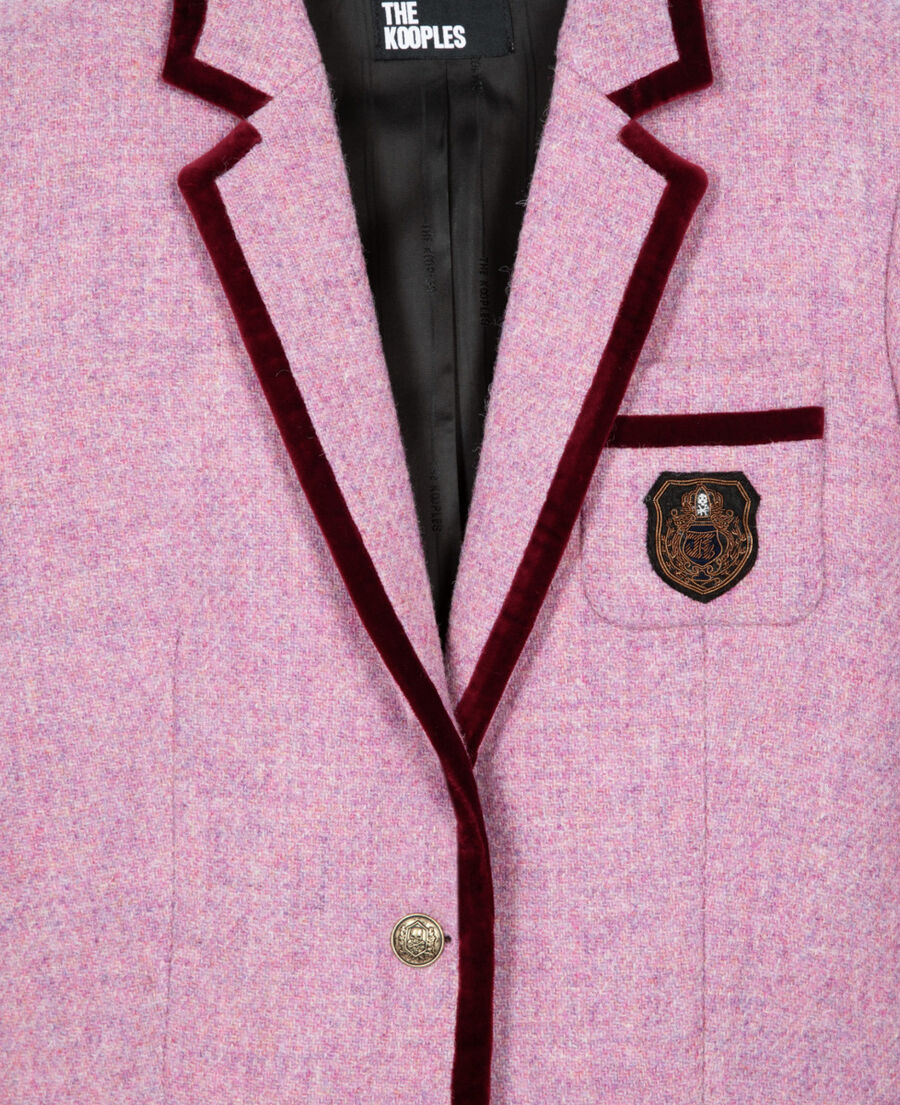 The Kooples F PINK the kooples x harris tweed pink wool tailored jacket
