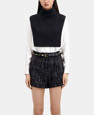 The Kooples WOMEN BLACK black leather belt with metallic inserts 