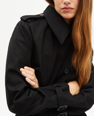 The Kooples WOMEN BLACK long black cotton trench coat
