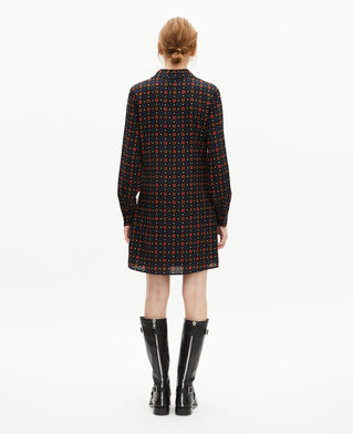 The Kooples FEMME BLACK MELANGE robe courte imprimée pois et fleurs en soie mélangée noire