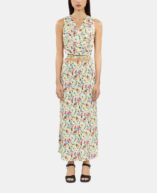 The Kooples FEMME YELLOW top court fleuri cache cœur avec laçage