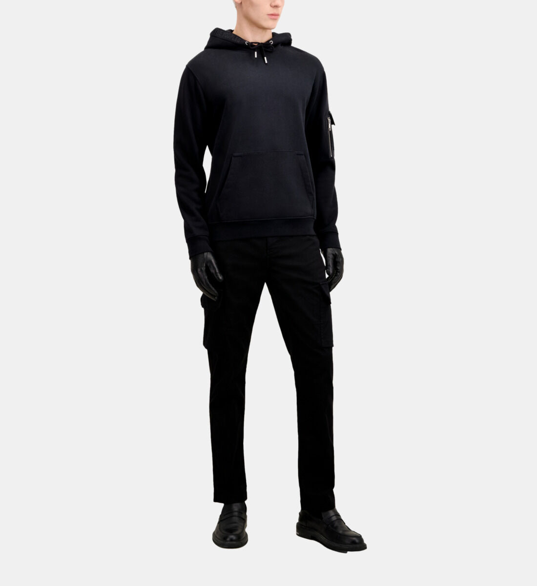 Grey pants online black hoodie