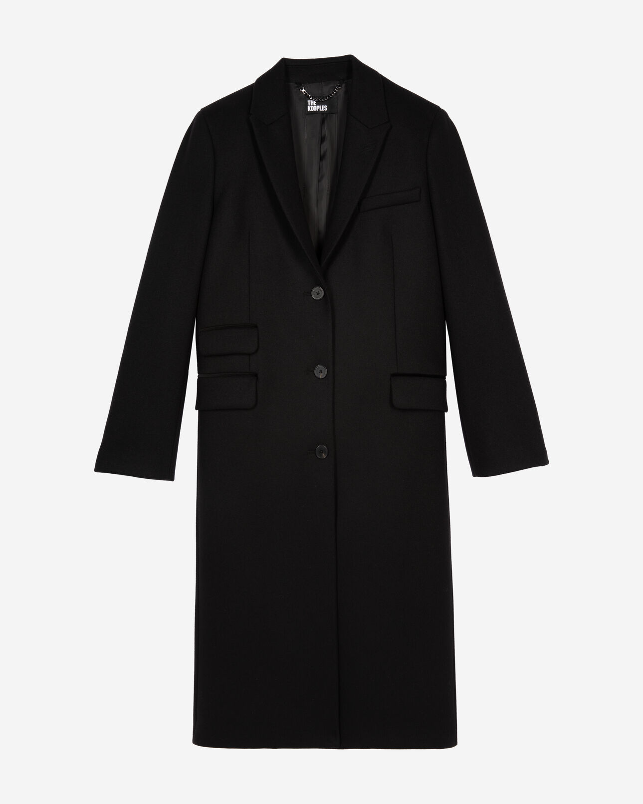 The Kooples WOMEN BLACK long black wool-blend coat