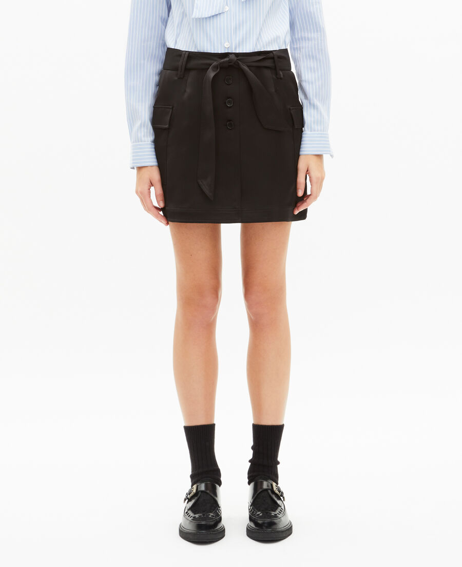 The Kooples F BLACK short black satin skirt