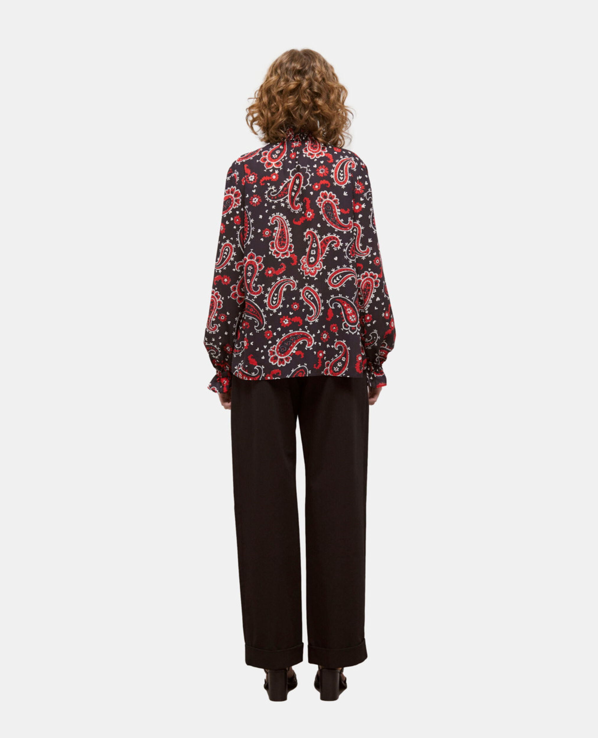 Bluse mit Print, BLACK - RED, hi-res image number null