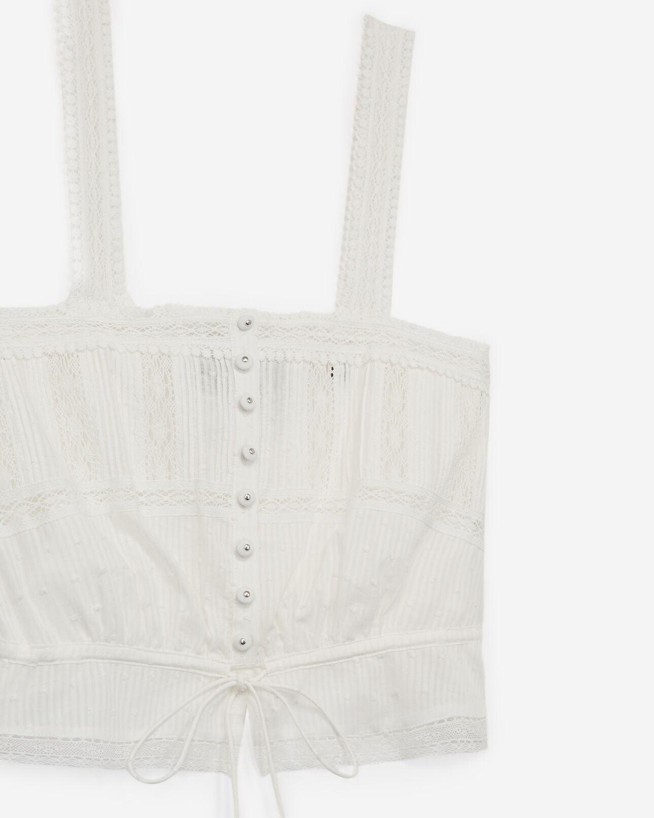The Kooples FEMME ECRU top écru coton à détails brodés