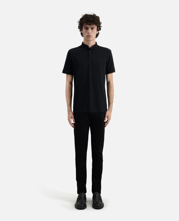  black officer collar polo shirt