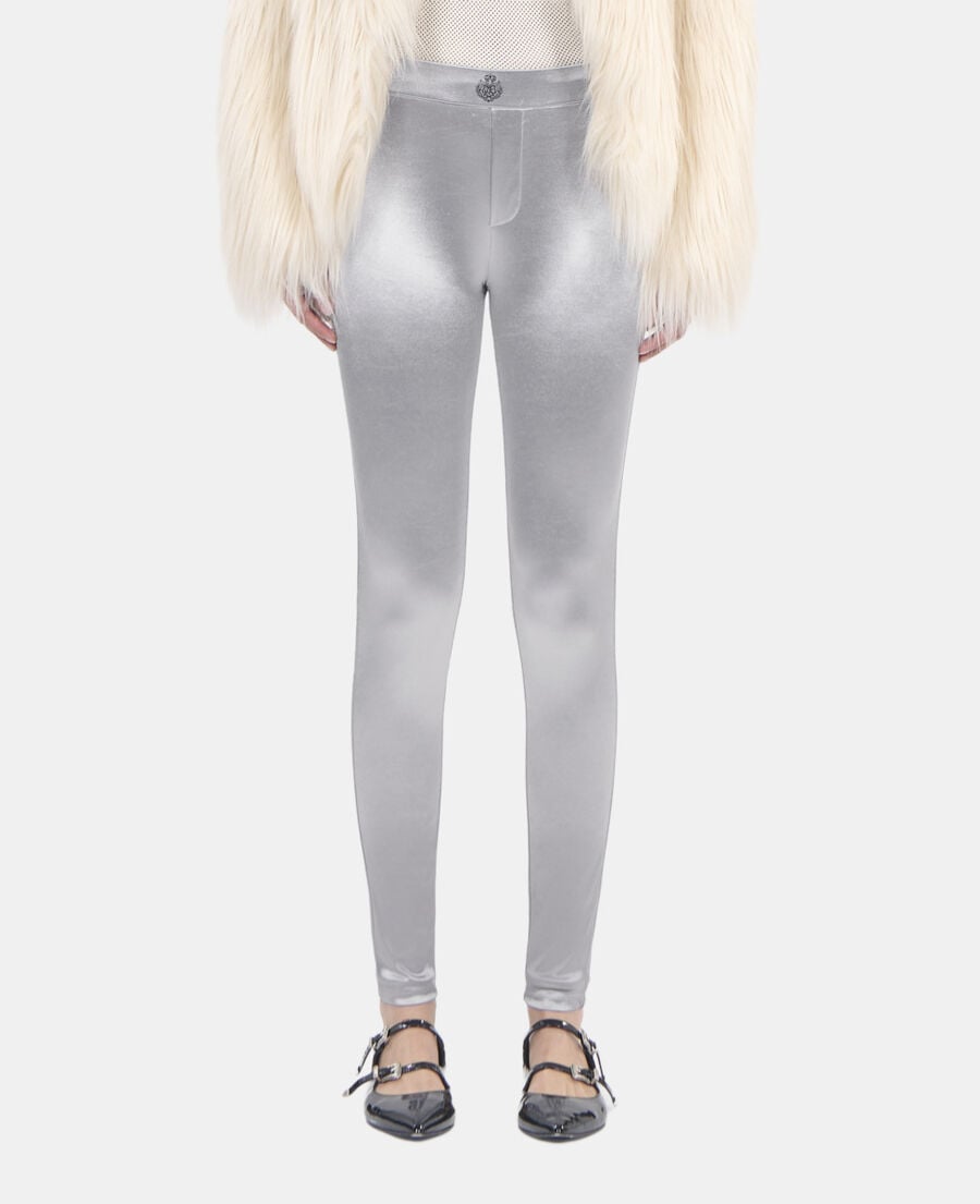 The Kooples F SILVER silver satin leggings