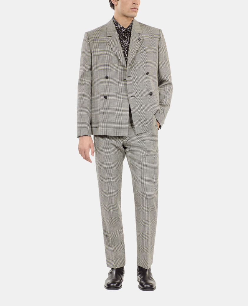 The Kooples HOMME BLACK WHITE pantalon de costume en laine pied de poule noir et blanc