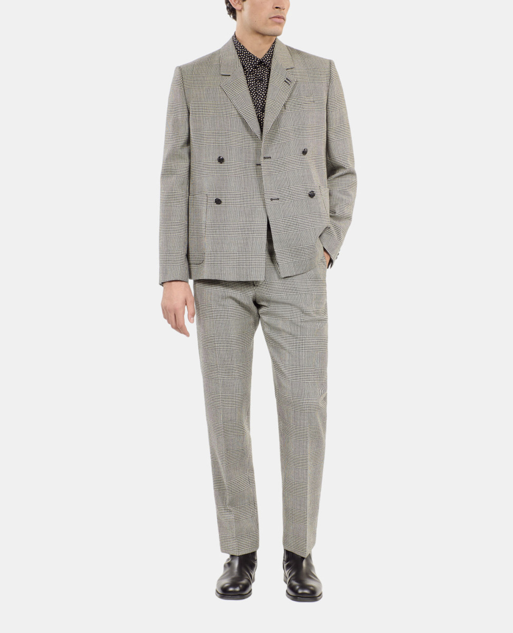 Pantalon de costume en laine pied de poule noir et blanc, BLACK WHITE, hi-res image number null