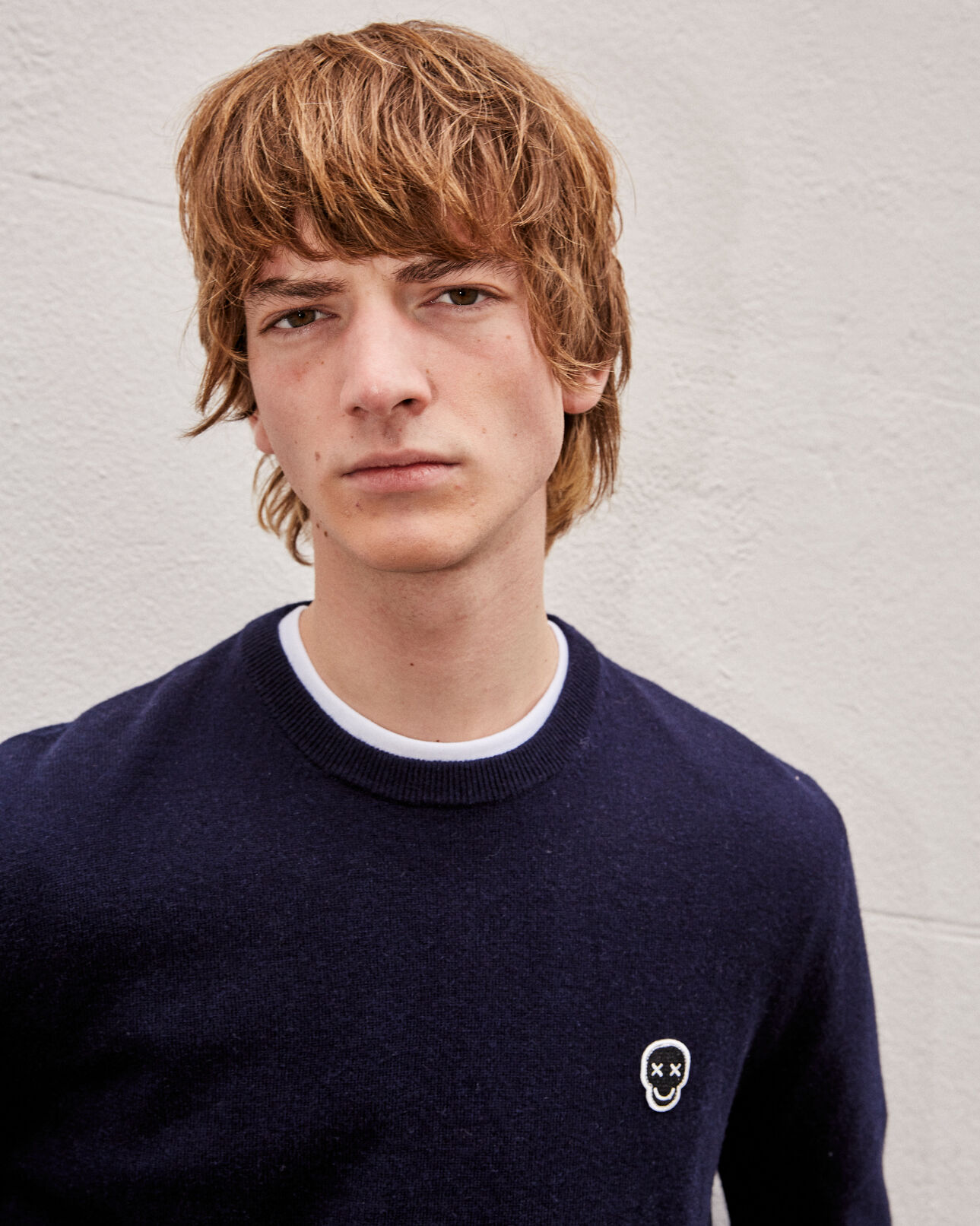 The Kooples HOMME DARK NAVY pull cachemire bleu col rond