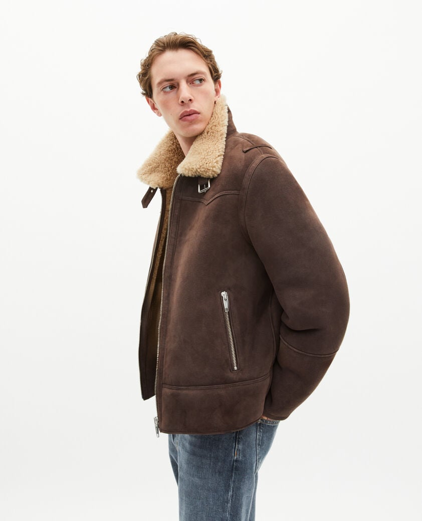 The Kooples HOMME BROWN peau lainée marron