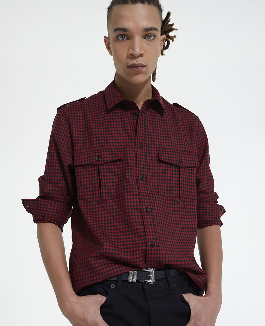 check wool shirt with classic collar