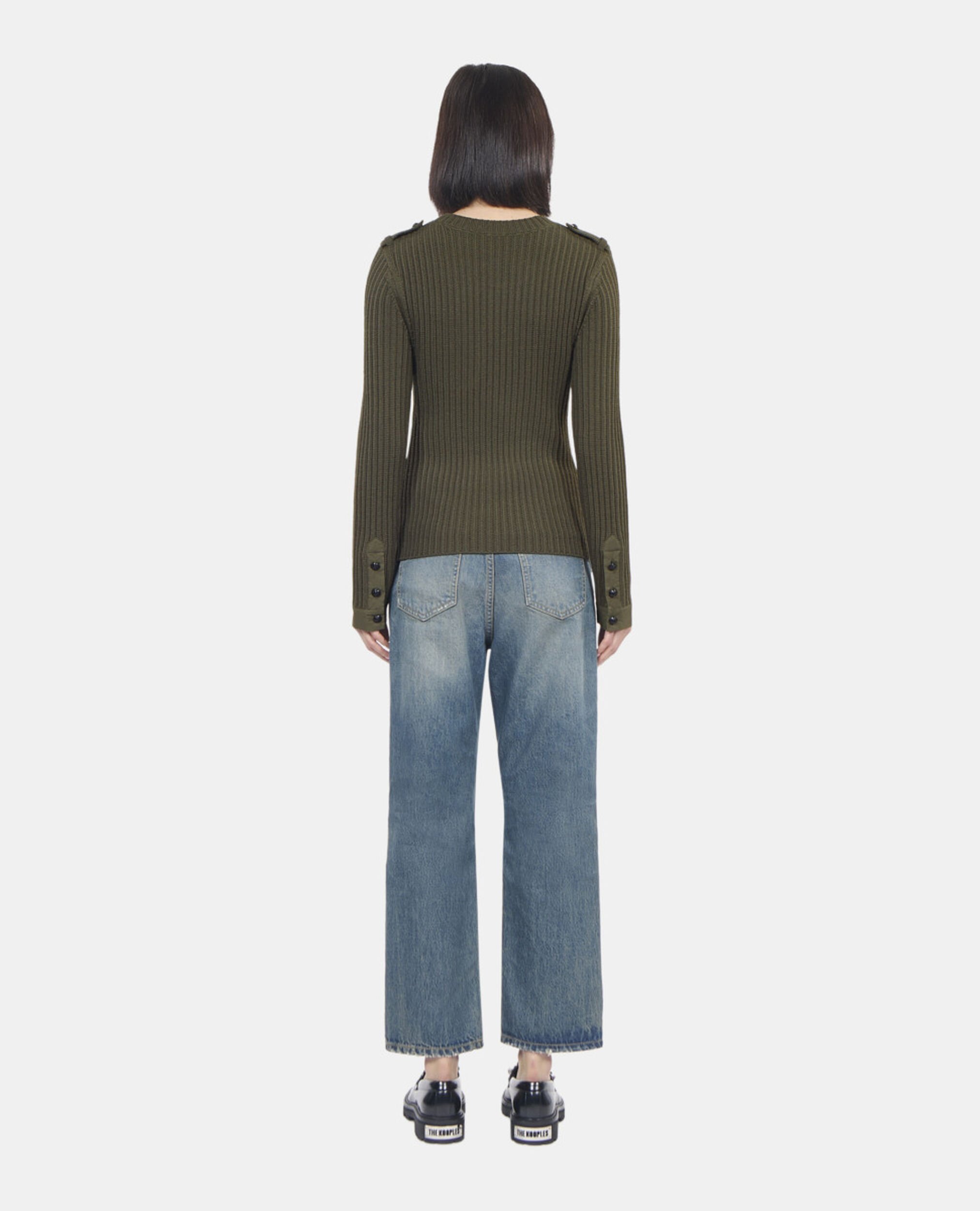 Gerippter, khakifarbener Strickpullover, OLIVE NIGHT, hi-res image number null