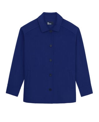 The Kooples WOMEN MEDIUM BLUE blue wool-blend overshirt jacket