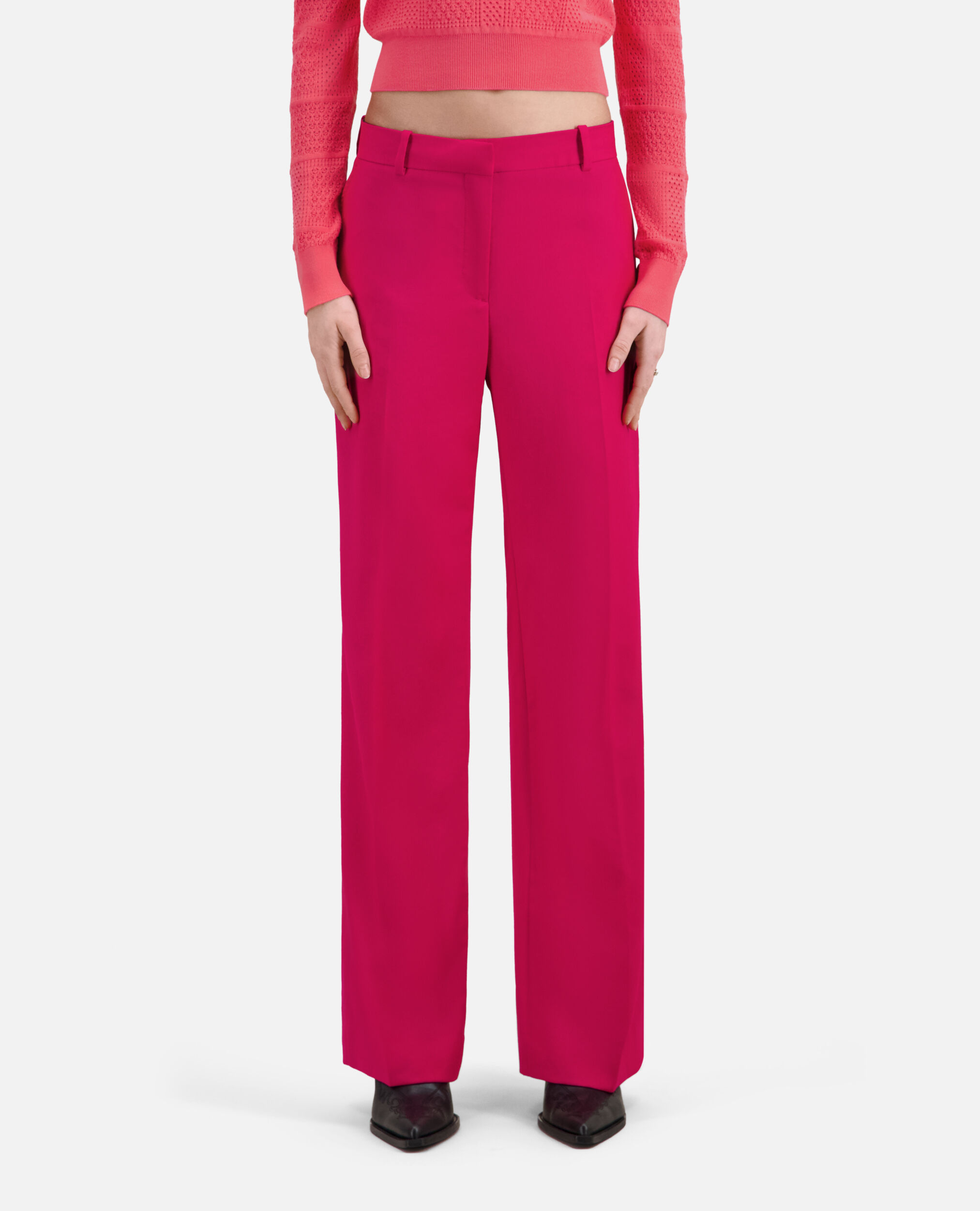 Pantalon tailleur rouge en laine, CHERRY, hi-res image number null