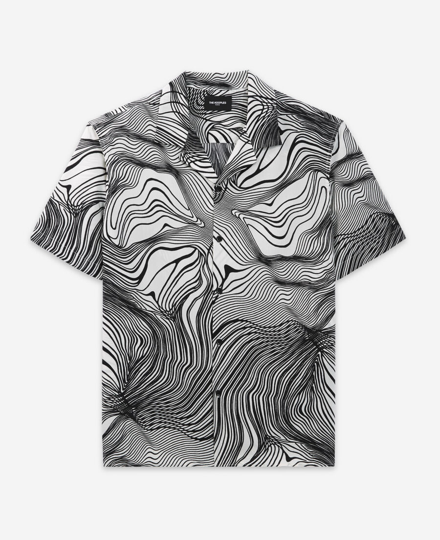camisa de cuello hawaiano bicolor con motivos