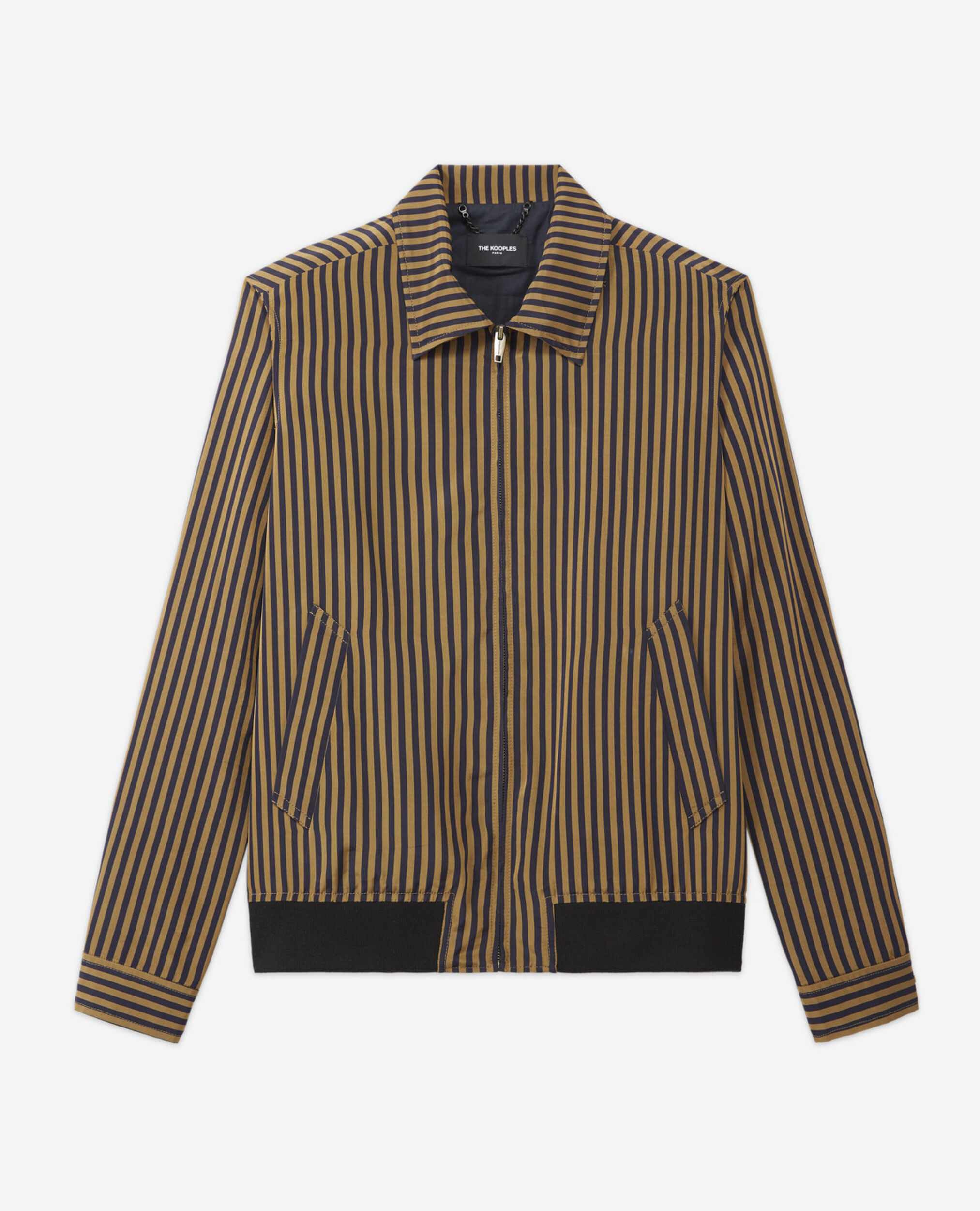 Camel technical lined jacket with thin stripes, NAVY / BROWN, hi-res image number null