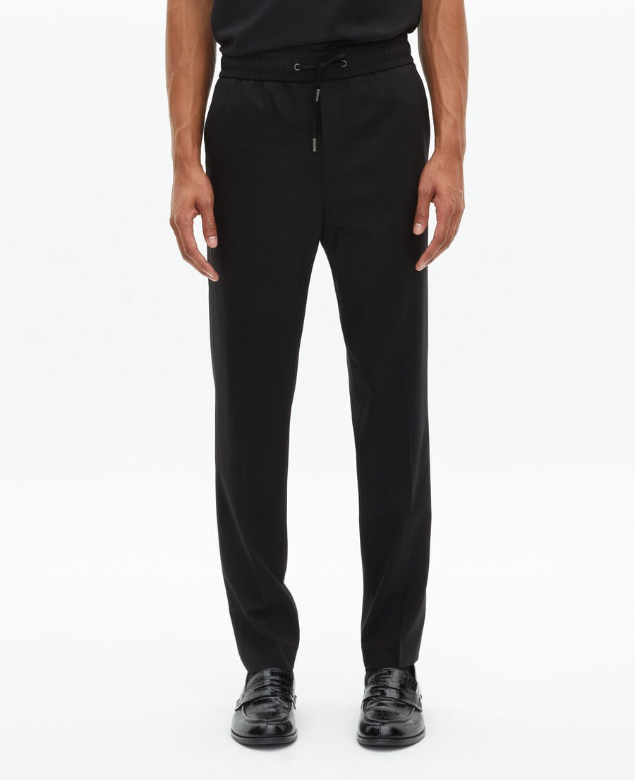 The Kooples HOMME BLACK pantalon &eacute;lastiqu&eacute; droit en laine noir