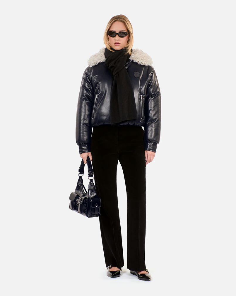 The Kooples F BLACK black leather-effect jacket