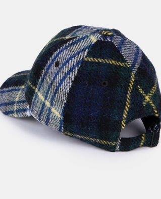 The Kooples MIXED BLACK / GREEN / WHITE checked wool cap