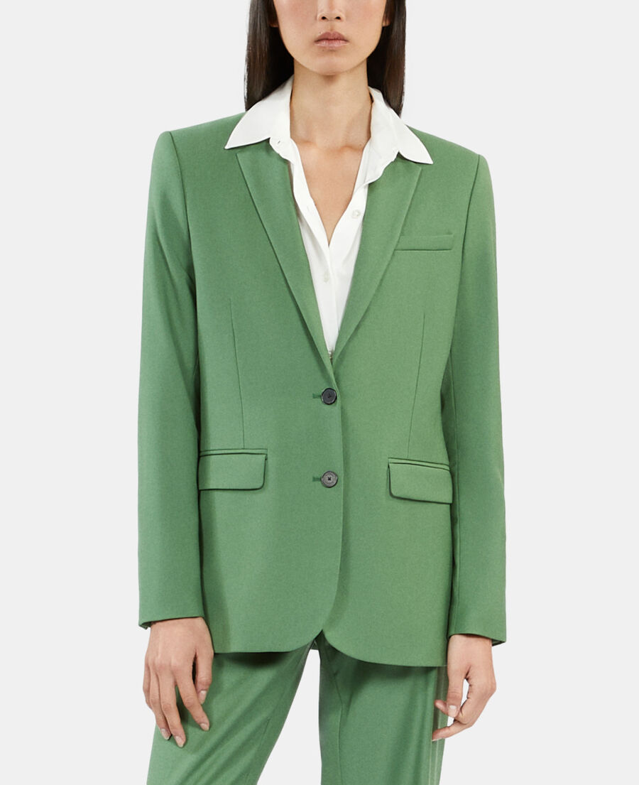 The Kooples WOMEN LIGHT KAKI green wool suit jacket