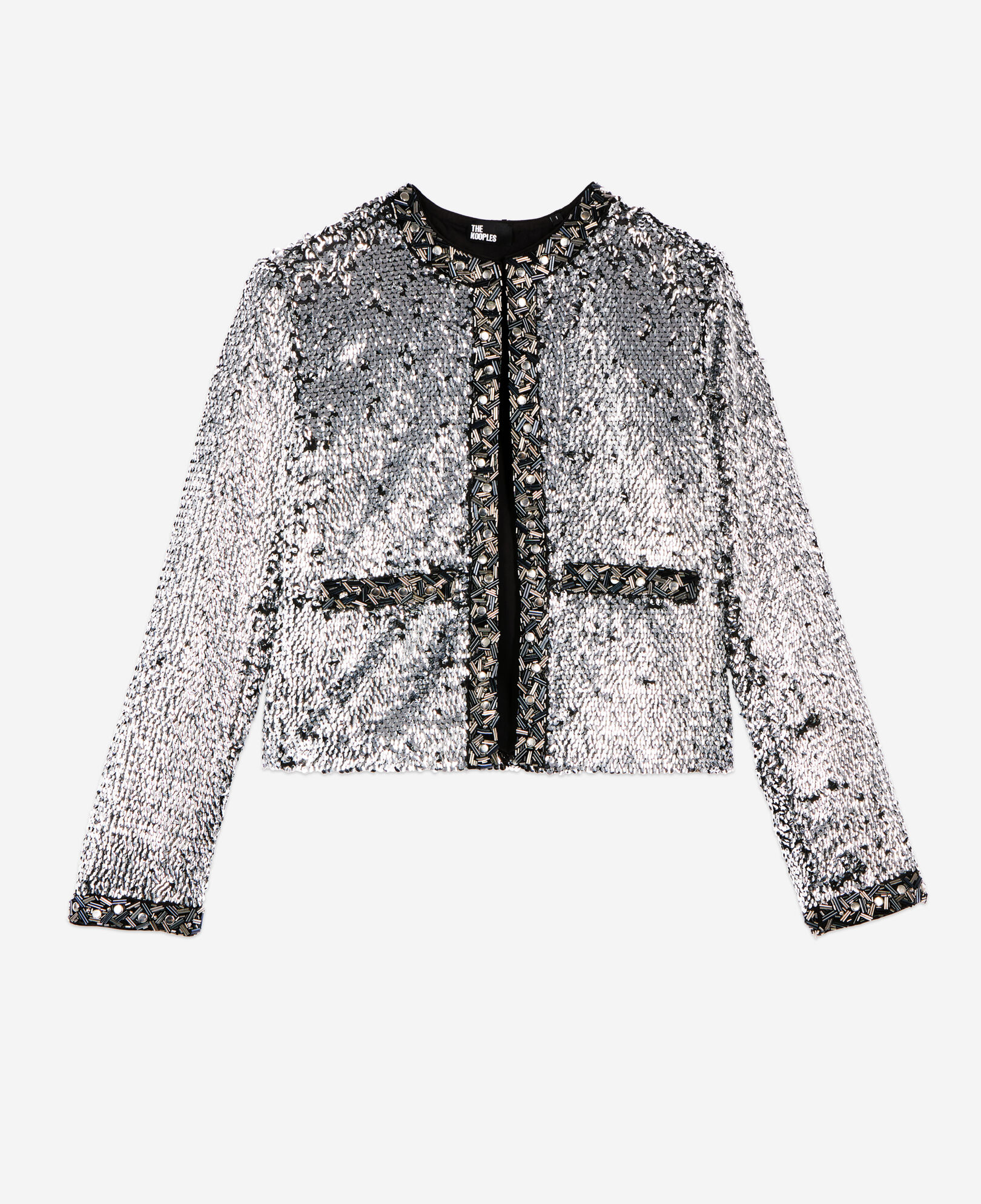 The Kooples WOMEN SILVER silver sequin and pearl jacket