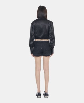 The Kooples DAMEN BLACK schwarzes top mit schleife