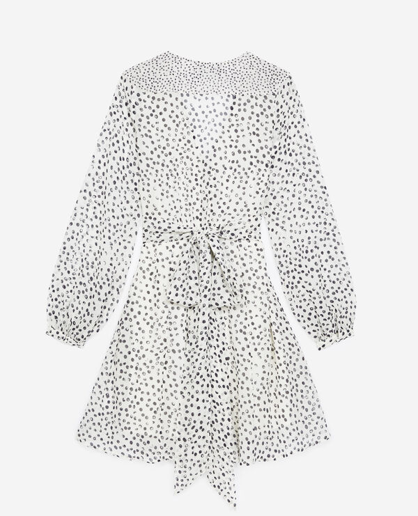 short white dress with black polka dots