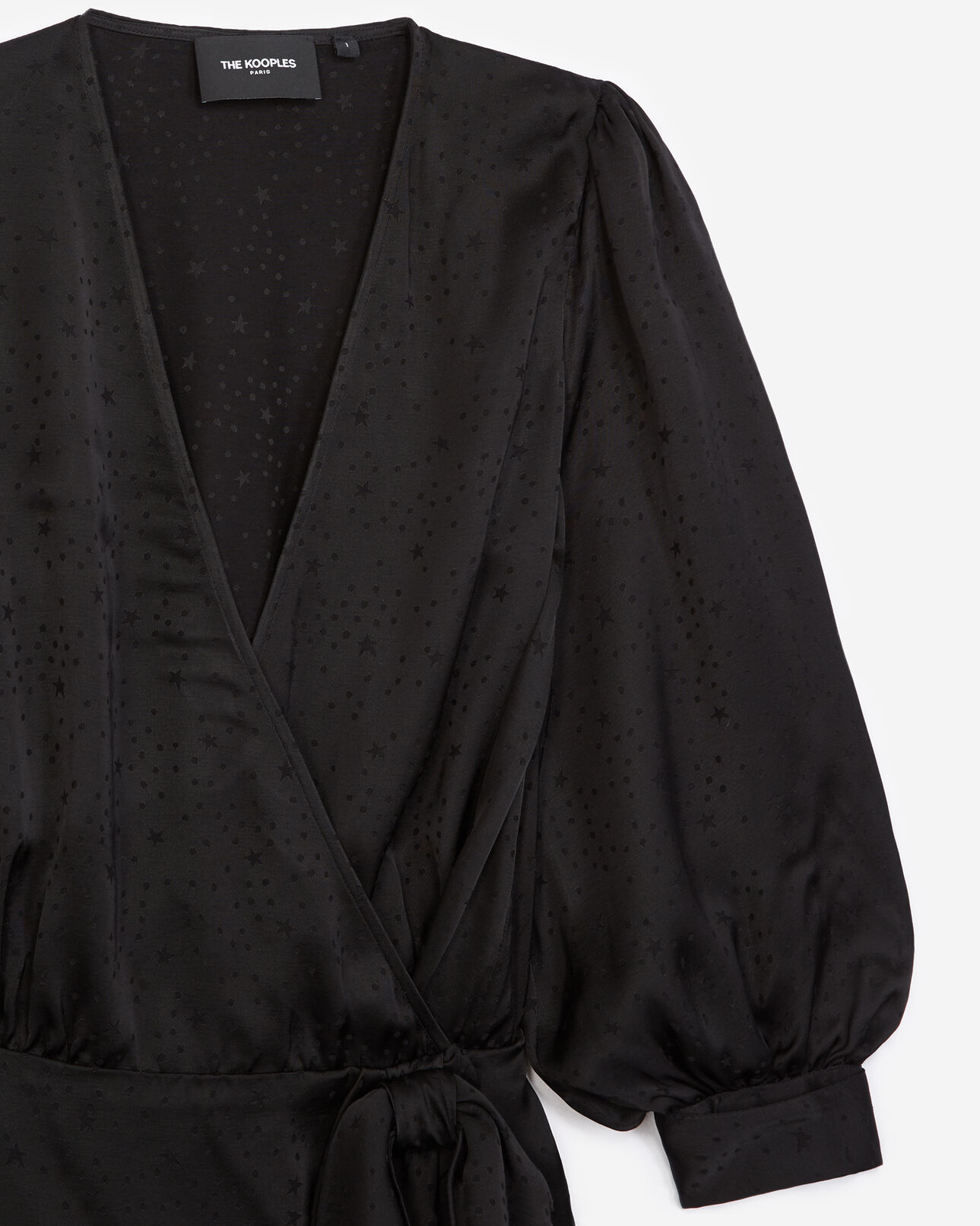 The Kooples WOMEN BLACK printed jacquard black wrap dress