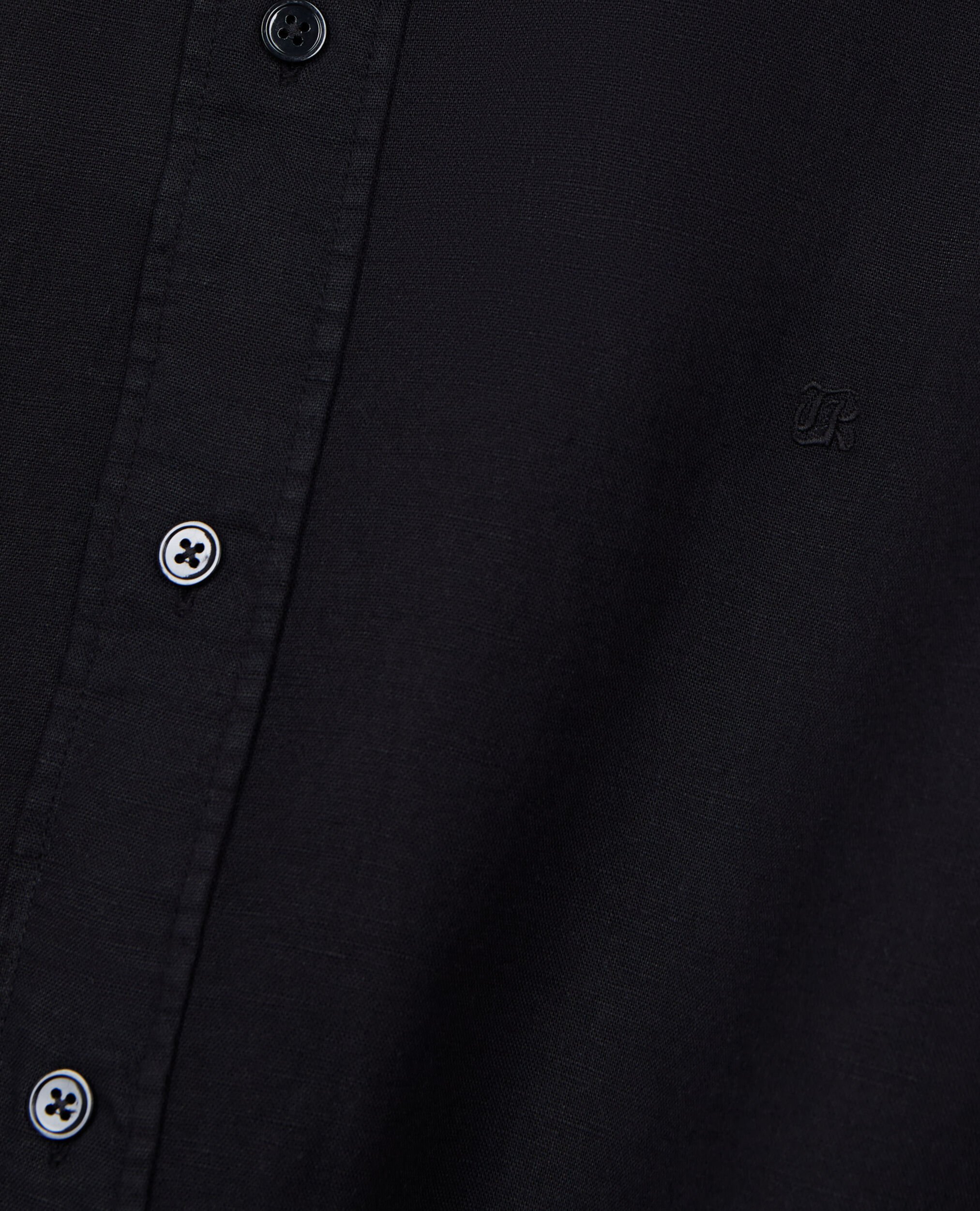 Black cotton and linen shirt, BLACK, hi-res image number null