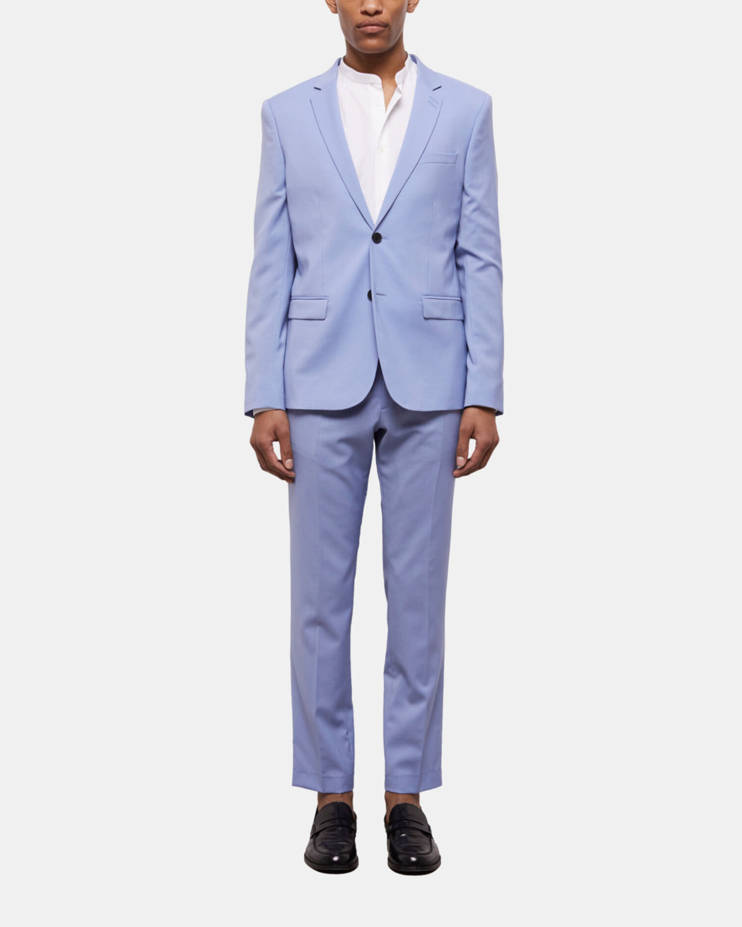 Blue end-on-end wool suit jacket, LIGHT BLUE, hi-res image number null