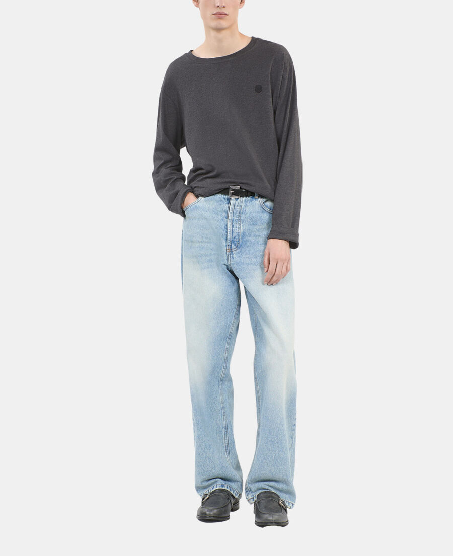 The Kooples MEN ANTHRACITE MELANGE grey long-sleeved t-shirt