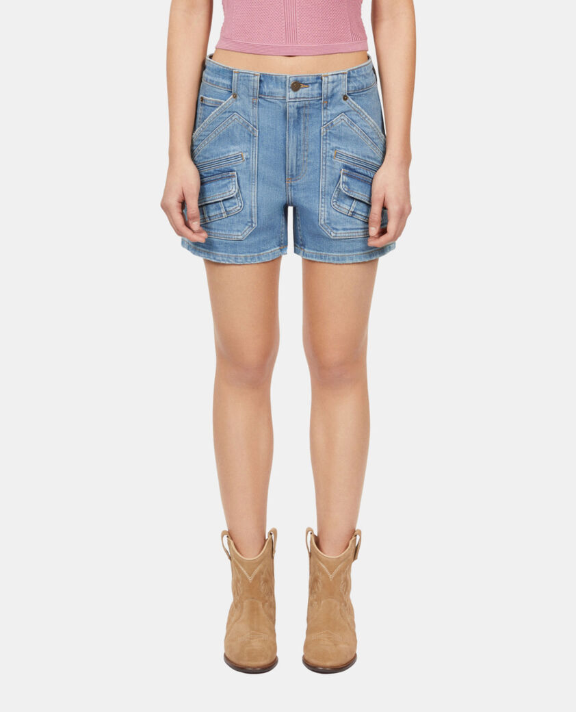 The Kooples FEMME BLUE short en denim bleu clair