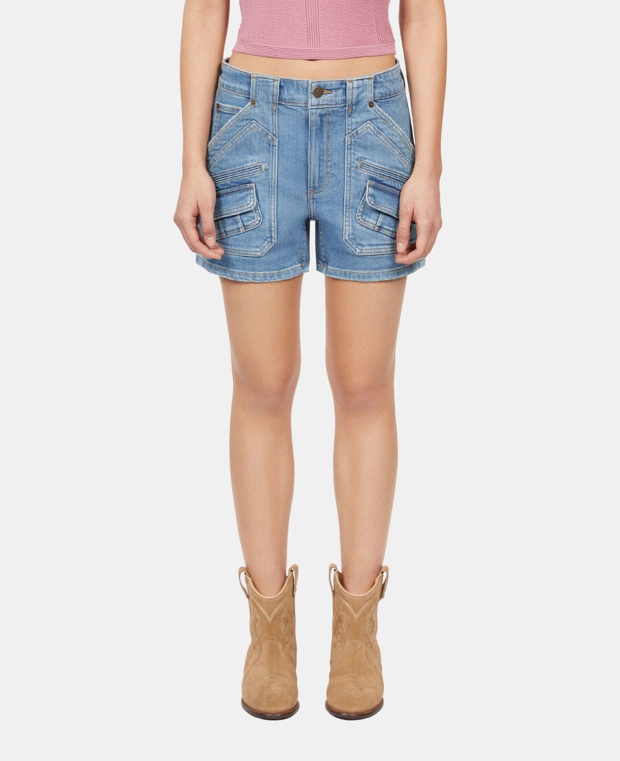 The Kooples WOMEN BLUE light blue denim shorts