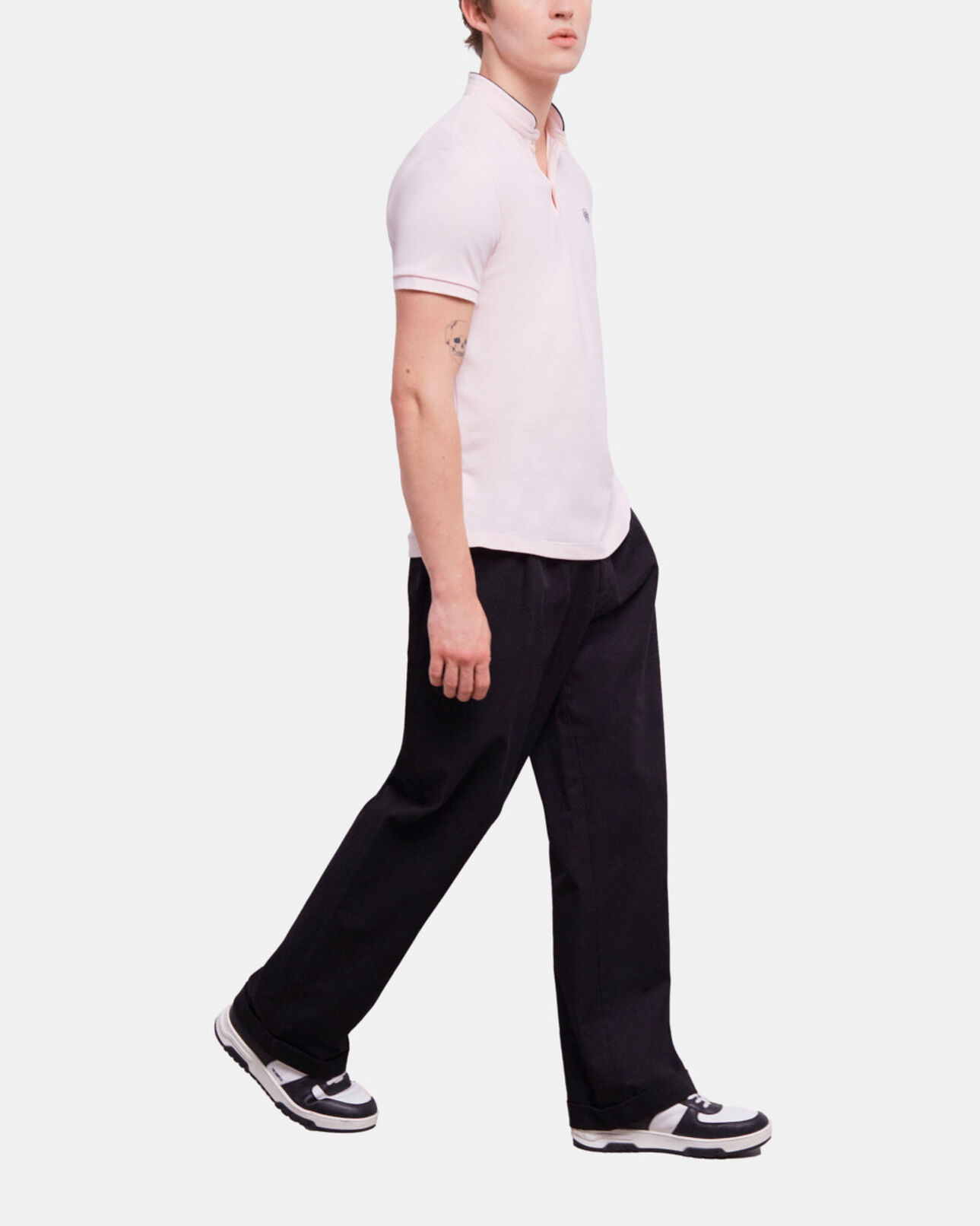 The Kooples HOMME PINK polo col officier rose