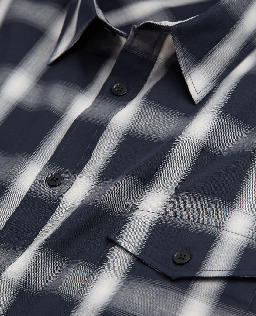 The Kooples HERREN NAVY ECRU kariertes hemd mit taschen