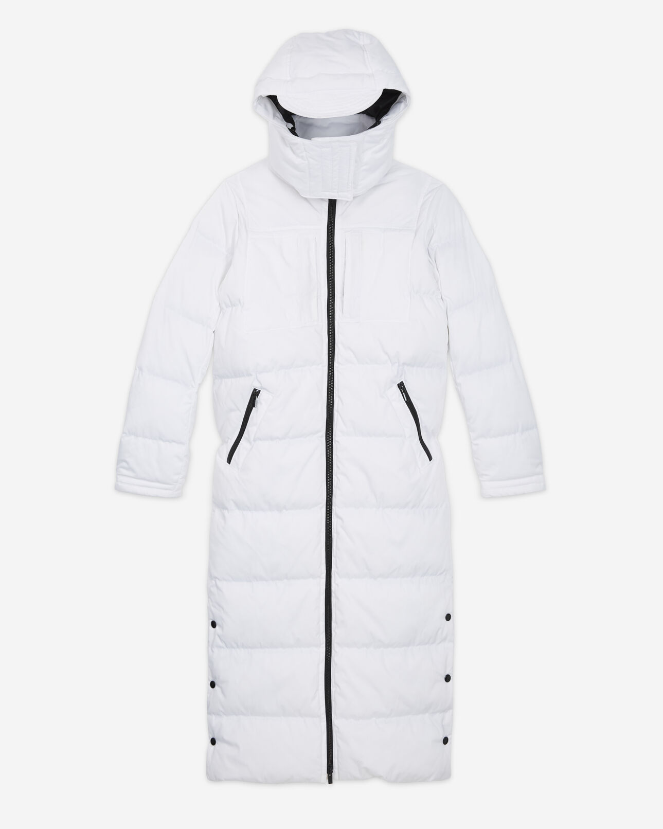 The Kooples FEMME WHITE doudoune longue blanche bretelles à logo