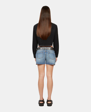 The Kooples FEMME BLACK WASHED chemise courte en denim gris