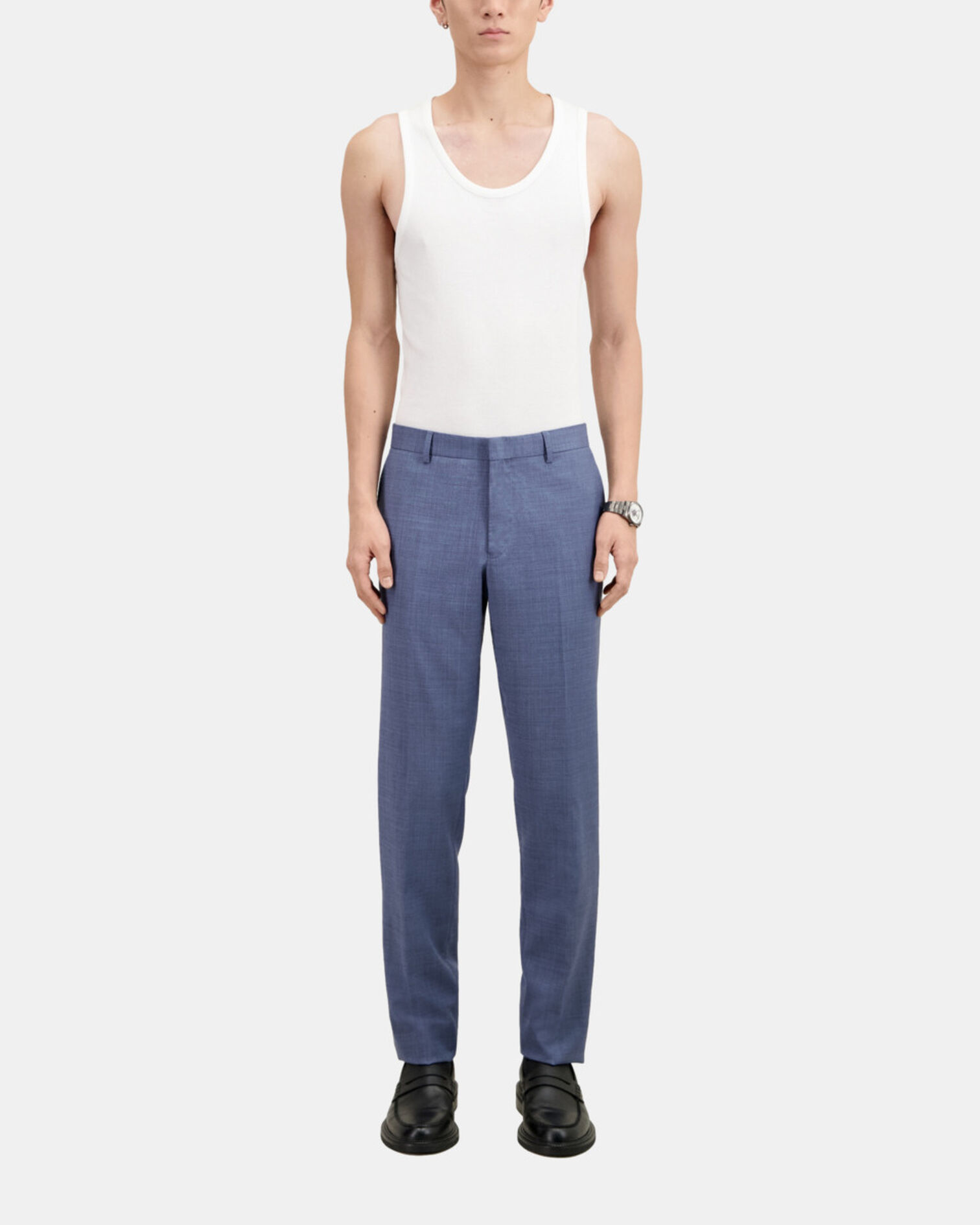 Light blue wool suit trousers, BLUE, hi-res image number null