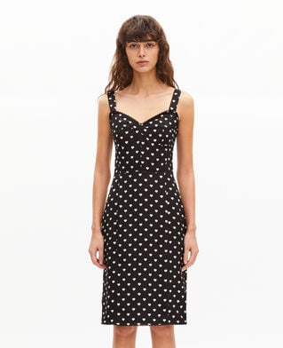 The Kooples F BLACK WHITE black corset-effect short dress with heart print