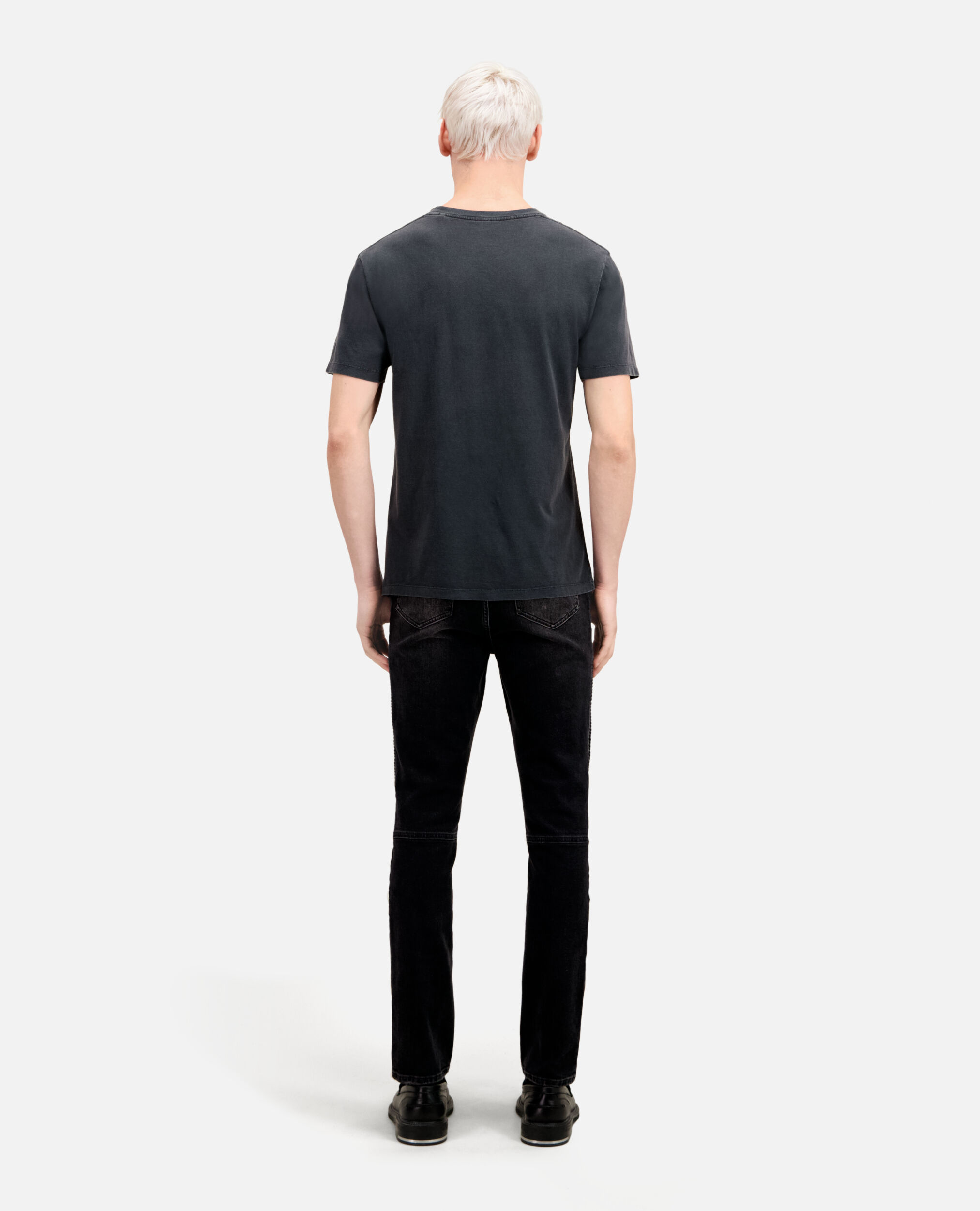 Men's black t-shirt with vintage skull serigraphy, BLACK WASHED, hi-res image number null
