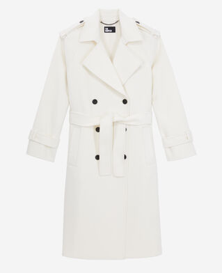 The Kooples FEMME ECRU manteau long en laine mélangée écru