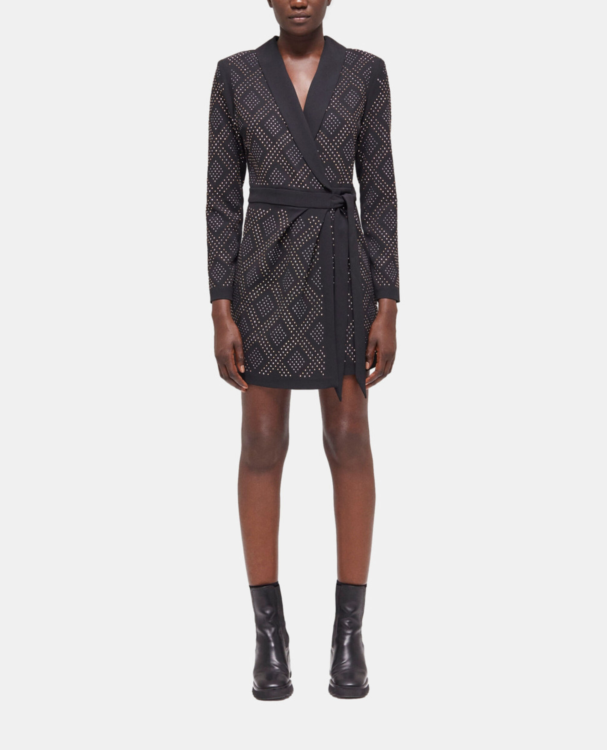 Short black wrap dress, BLACK, hi-res image number null