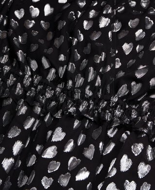 The Kooples FEMME BLACK SILVER top avec cœurs argentés noir