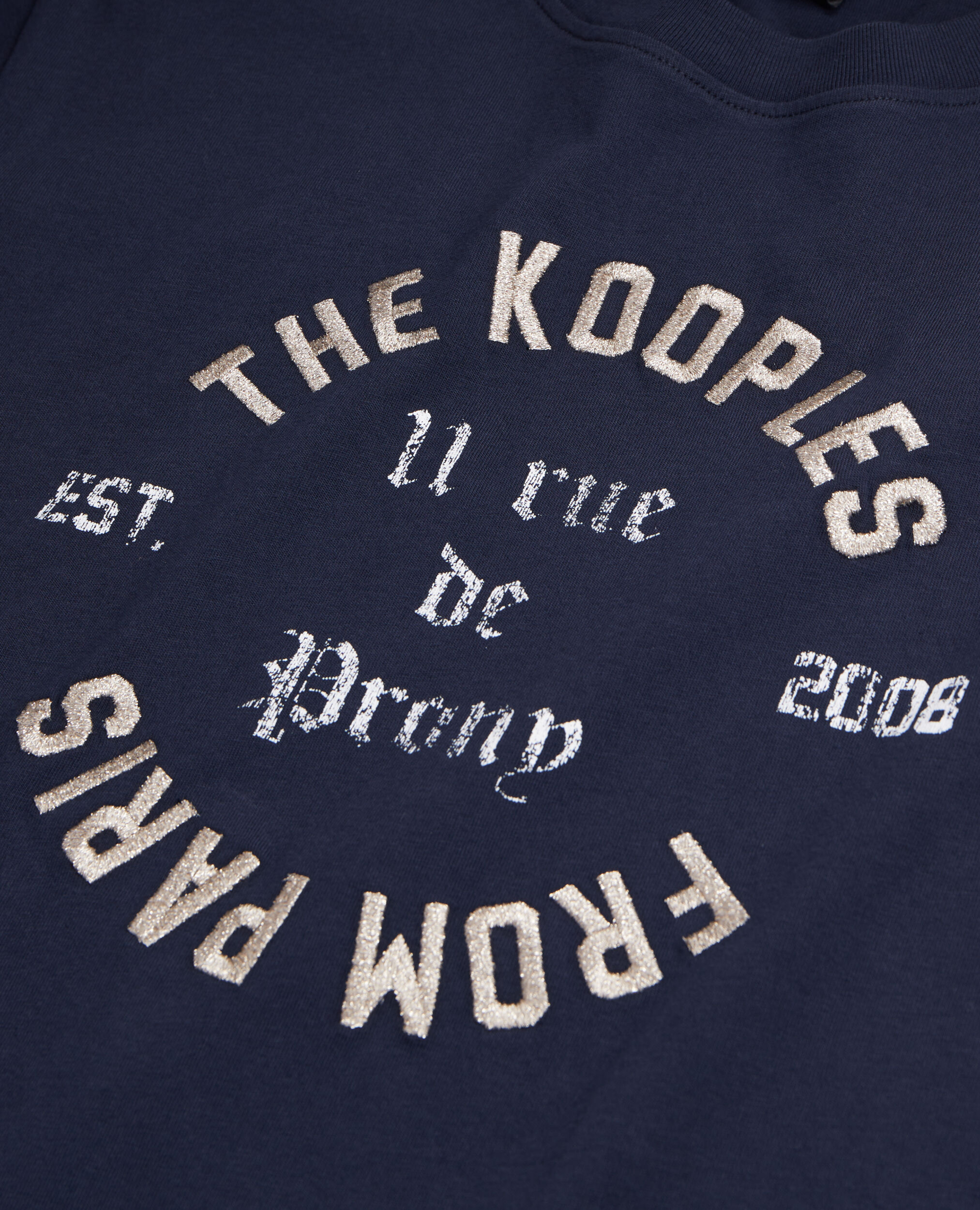T shirt Femme bleu marine avec s rigraphie 11 Rue de Prony The