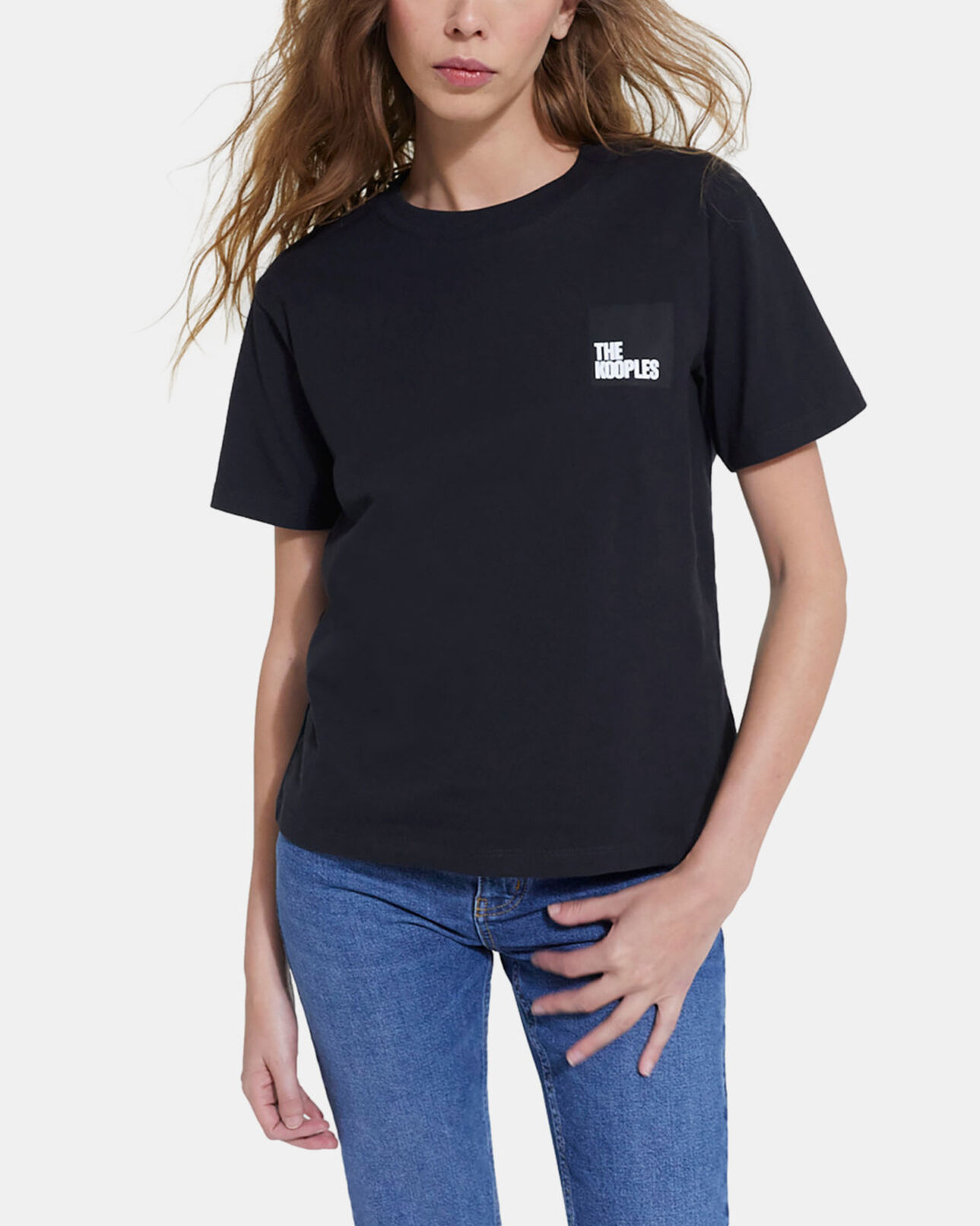 The Kooples WOMEN BLACK black cotton t-shirt