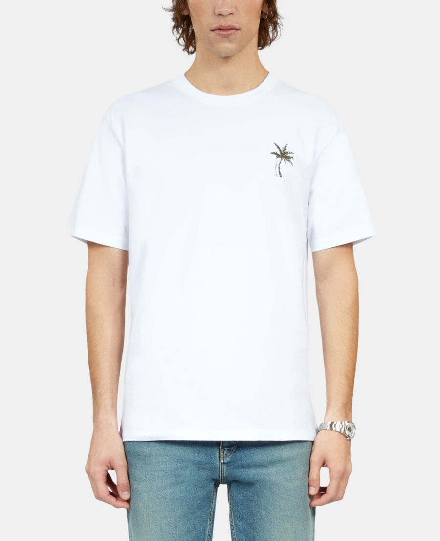 The Kooples H WHITE white t-shirt with palm tree embroidery
