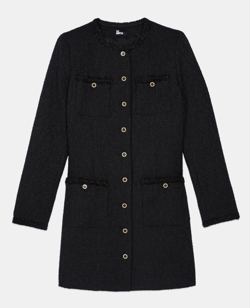 The Kooples FEMME BLACK robe courte en tweed noir