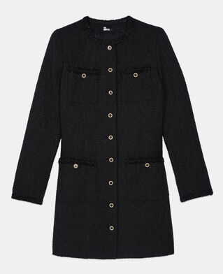 The Kooples FEMME BLACK robe courte en tweed noir